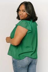 Leah Mock Neck Top | Green